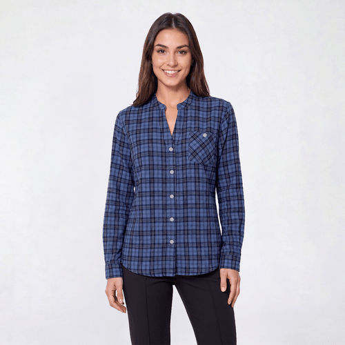 Womens Hasting & Smith Mandarin Collar Flannel - Bijou Blue